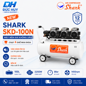 Máy Nén Khí Không Dầu Giảm Âm Shark SKD-100L 2250W 100L Cho 4 Ghế Nha Khoa