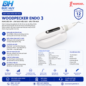Máy rung rửa nội nha Woodpecker ENDO 3 kèm 5 đầu silicon và 5 đầu kim loại